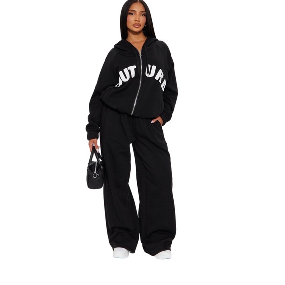 NWT Fashion Nova Black Culture Track Suit XL Wide leg pants - Picture 6 of 6